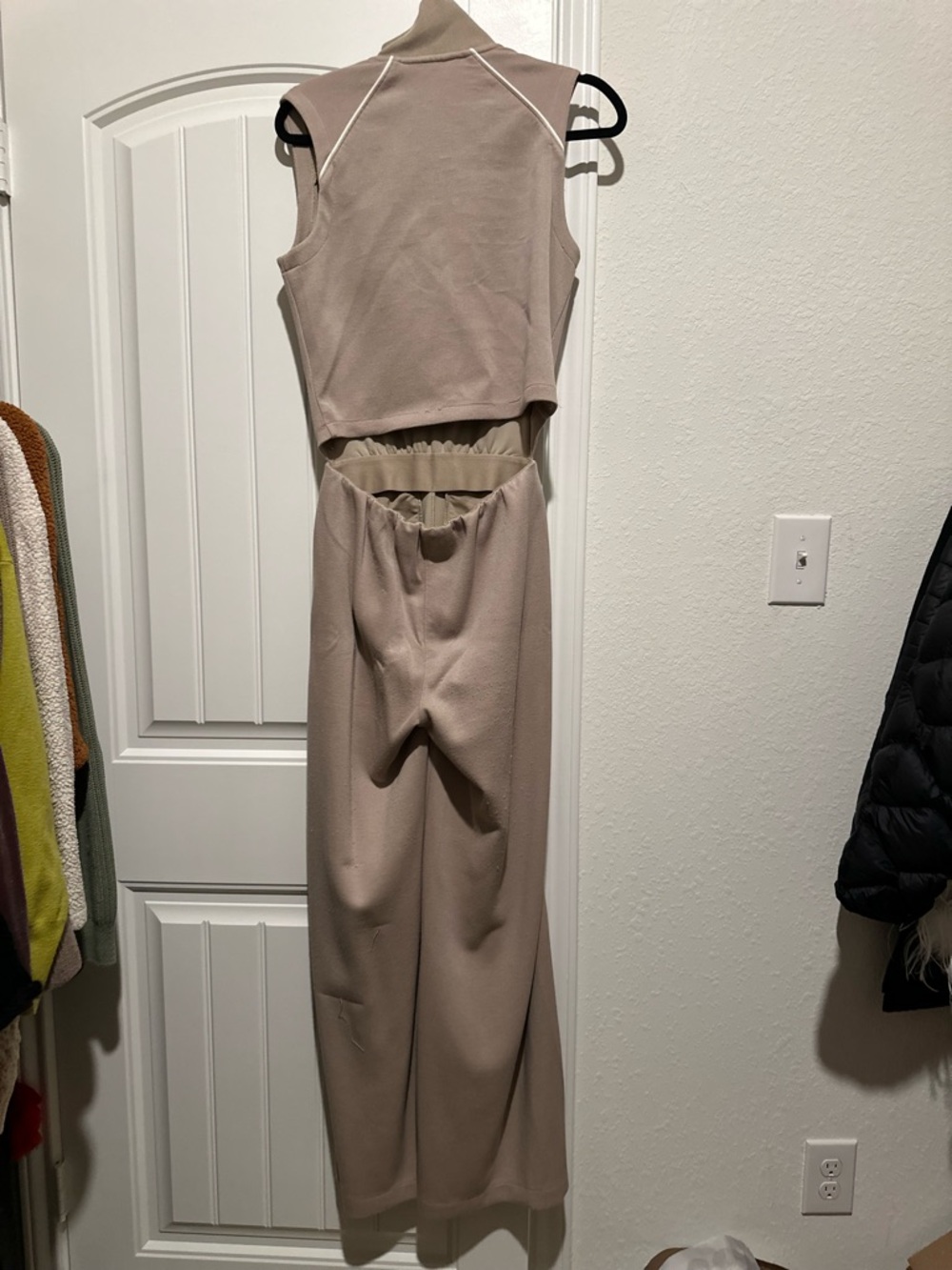SPANX Taupe Sleeveless Zip-Front Jumpsuit - Picture 2 of 4